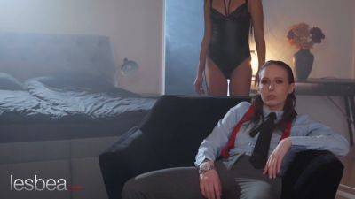 Gina Snow dominates Mia Trejsi with her massive natural tits & strapon in hot lesbian sex - sexu.com - Ukraine