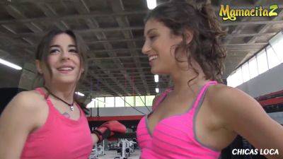 Julia Roca & Ena Sweet get wild in gym with a few others watching in hot lesbian action - sexu.com