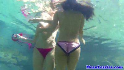 Watch these hot lesbian mistresses scissor in the pool while getting frisky! - sexu.com