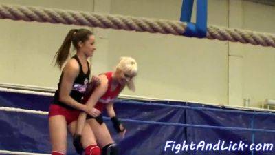 Watch these small-titted wrestling babes finger and lick each other's pussies in glamourous lesbian wrestling action! - sexu.com