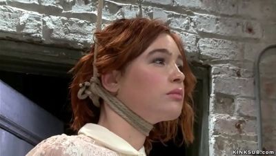 Claire Adams - Lesbian BDSM: Redhead Slut Tied Up & Forced on Vibrator - porntry.com